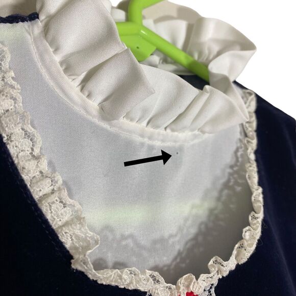 Vtg Sears Winnie the Pooh Dress Girls 4 Disney Ruffle Prairie Lace Velour Lace - Picture 6 of 15